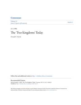 The 'Two Kingdoms' Today Donald C