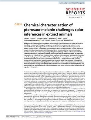 Chemical Characterization of Pterosaur Melanin Challenges Color Inferences in Extinct Animals Felipe L