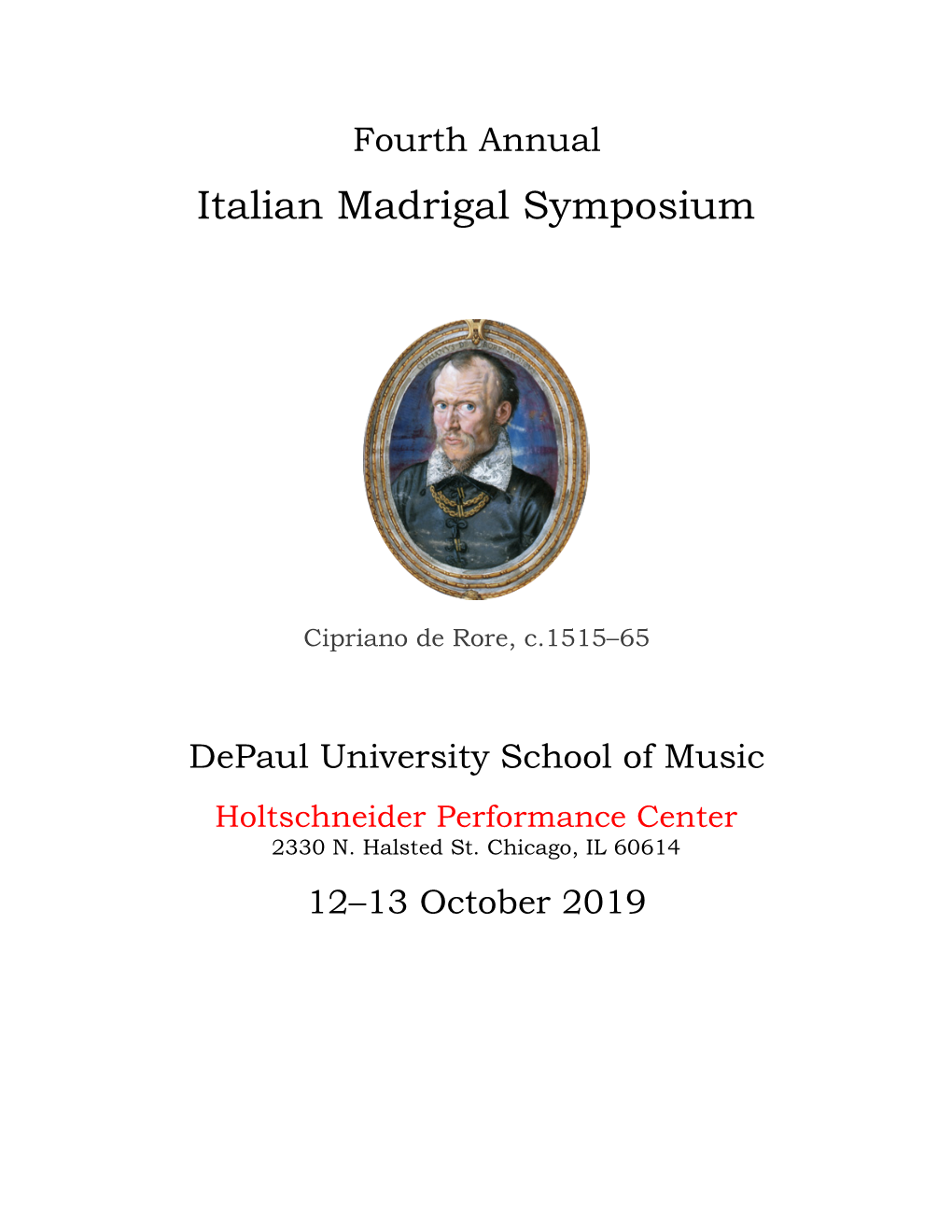 Fourth Annual Italian Madrigal Symposium