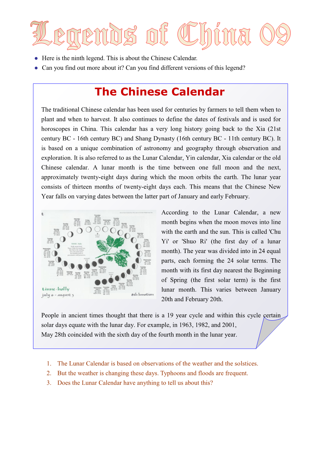 The Chinese Calendar