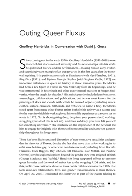 “Outing Queer Fluxus: Geoffrey Hendricks in Conversation With