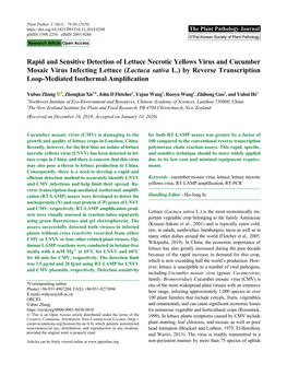 Rapid and Sensitive Detection of Lettuce Necrotic Yellows Virus and Cucumber Mosaic Virus Infecting Lettuce