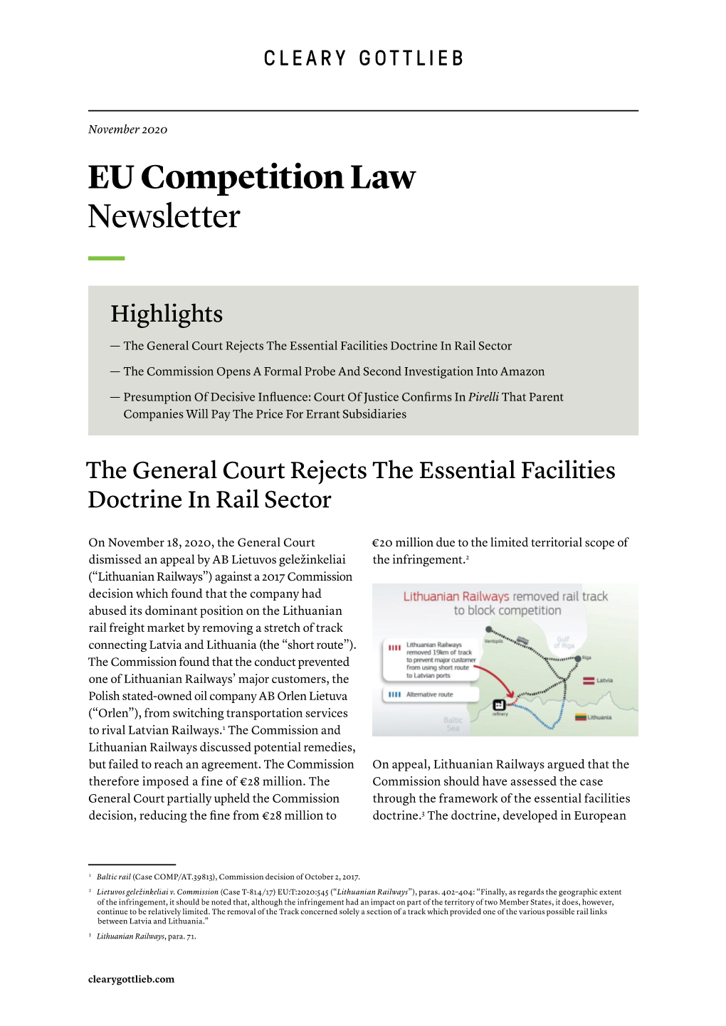 November 2020 EU Competition Law Newsletter — Highlights