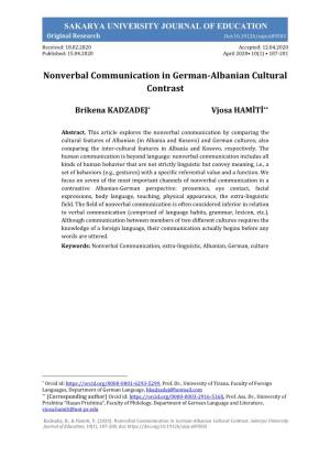 Nonverbal Communication in German-Albanian Cultural Contrast