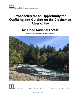 Prospectus for an Opportunity for Outfitting and Guiding on the Clackamas River of The