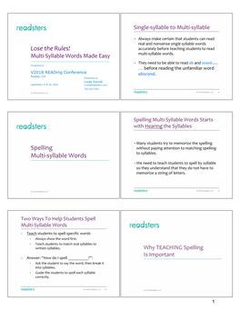 HANDOUTS of Slides Spelling