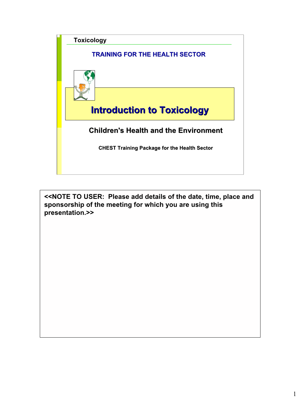 Introduction to Toxicology