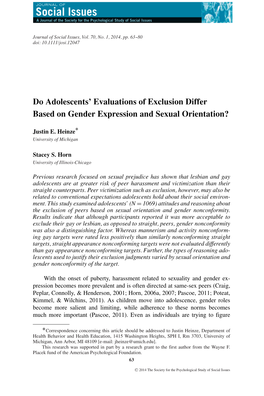Do Adolescents Evaluations of Exclusion Differ Based on Gender
