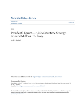 President's Forum—A New Maritime Strategy: Admiral Mullen's Challenge