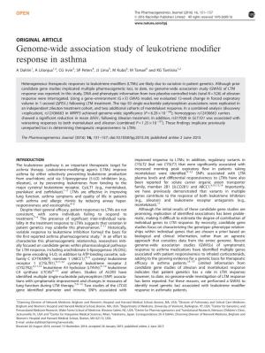 Genome-Wide Association Study of Leukotriene Modifier Response In