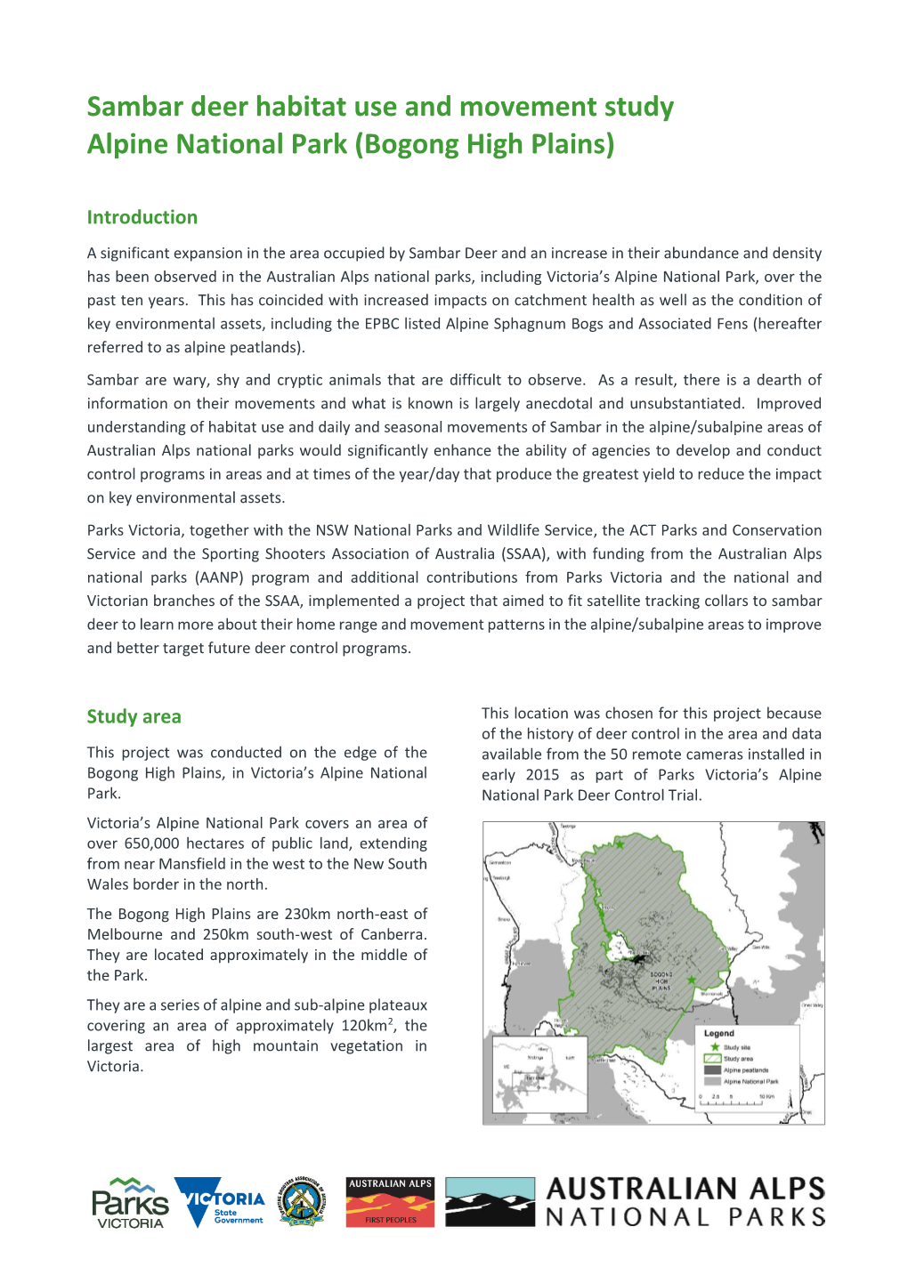 Sambar Deer Habitat Use and Movement Study Alpine National Park (Bogong High Plains)