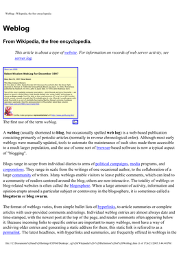 Weblog - Wikipedia, the Free Encyclopedia