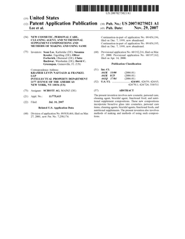 (12) Patent Application Publication (10) Pub. No.: US 2007/0275021 A1 Lee Et Al