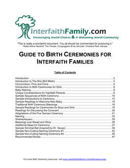 Guide to Birth Ceremonies for Interfaith Families