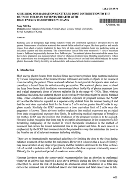 Shielding for Radiation Scattered Dose Distribution to the Outside Fields in Patients Treated with High Energy Radiotherapy Beams