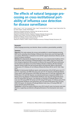 Ability of Influenza Case Detection for Disease Surveillance