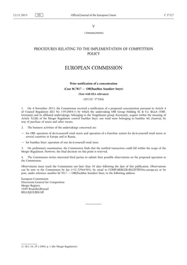 Case M.7817 — OBI/Baumax Standort Steyr) (Text with EEA Relevance) (2015/C 375/06)