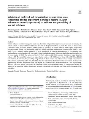 Validation of Preferred Salt Concentration in Soup