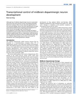 Transcriptional Control of Midbrain Dopaminergic Neuron Development