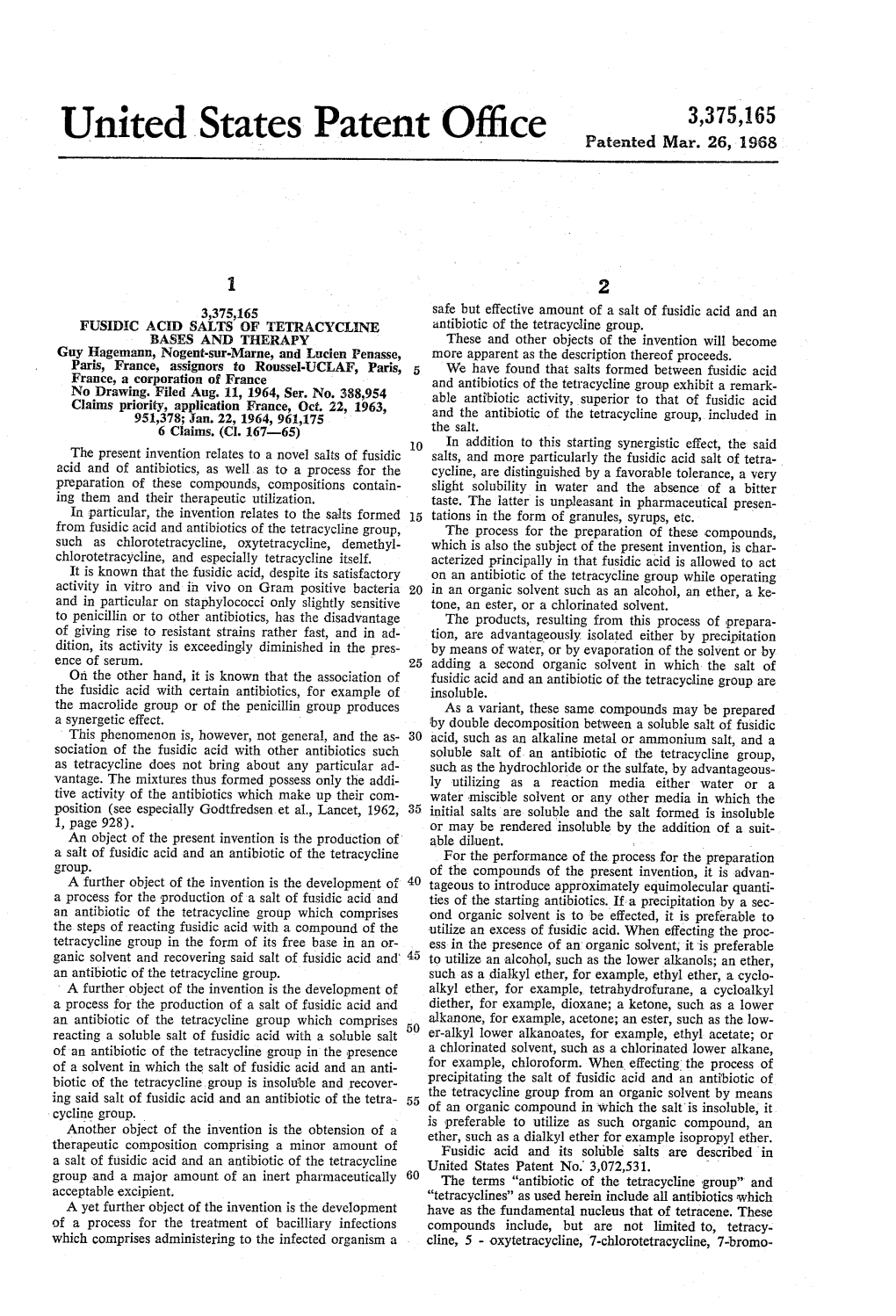 United States Patent Office Patented Mar