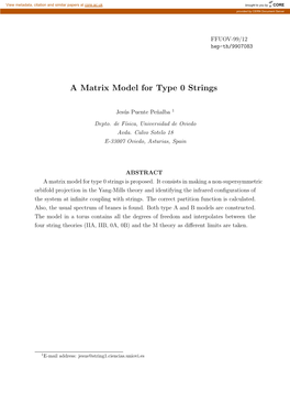 A Matrix Model for Type 0 Strings