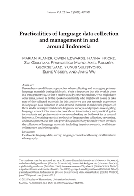 Practicalities of Language Data Collection and Management in and Around Indonesia
