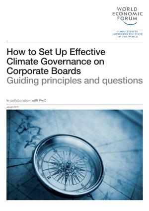 How to Set up Effective Climate Governance on Corporate Boards Guiding Principles and Questions