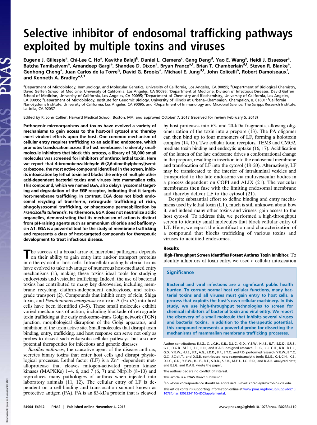 Selective Inhibitor of Endosomal Trafficking Pathways Exploited By