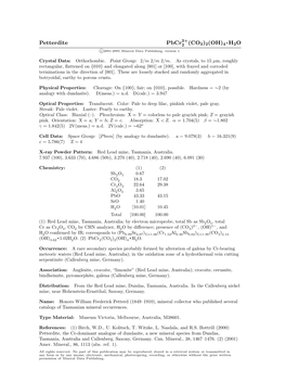 Petterdite Pbcr2 (CO3)2(OH)4 H2O C 2001-2005 Mineral Data Publishing, Version 1