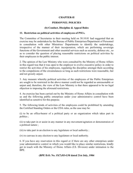 Conduct, Discipline & Appeal Rules 11. Restriction on Political Activities
