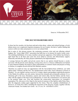 Friends of the Uffizi Gallery December 2012 Newsletter