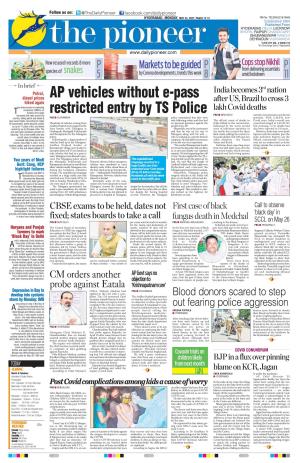 AP Vehicles Without E-Pass Restricted Entry by TS Police