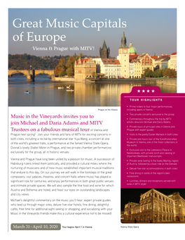 Great Music Capitals of Europe Vienna & Prague with MITV!