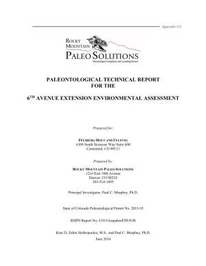 Paleontological Technical Report for the 6Th Avenue