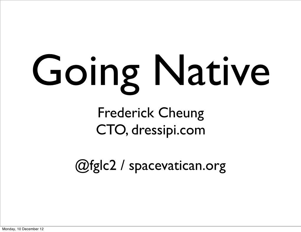Frederick Cheung CTO, Dressipi.Com @Fglc2 / Spacevatican.Org