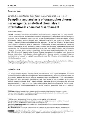 Sampling and Analysis of Organophosphorus Nerve Agents: Analytical Chemistry in International Chemical Disarmament