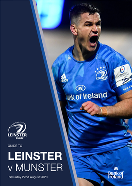LEINSTER V MUNSTER Saturday 22Nd August 2020 OFFICIAL LEINSTER SUPPORTERS CLUB