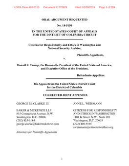 ORAL ARGUMENT REQUESTED No. 18-5150 in the UNITED STATES