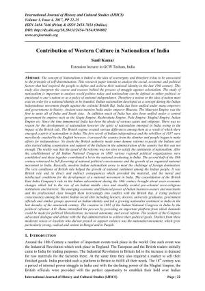 Contribution of Western Culture in Nationalism of India