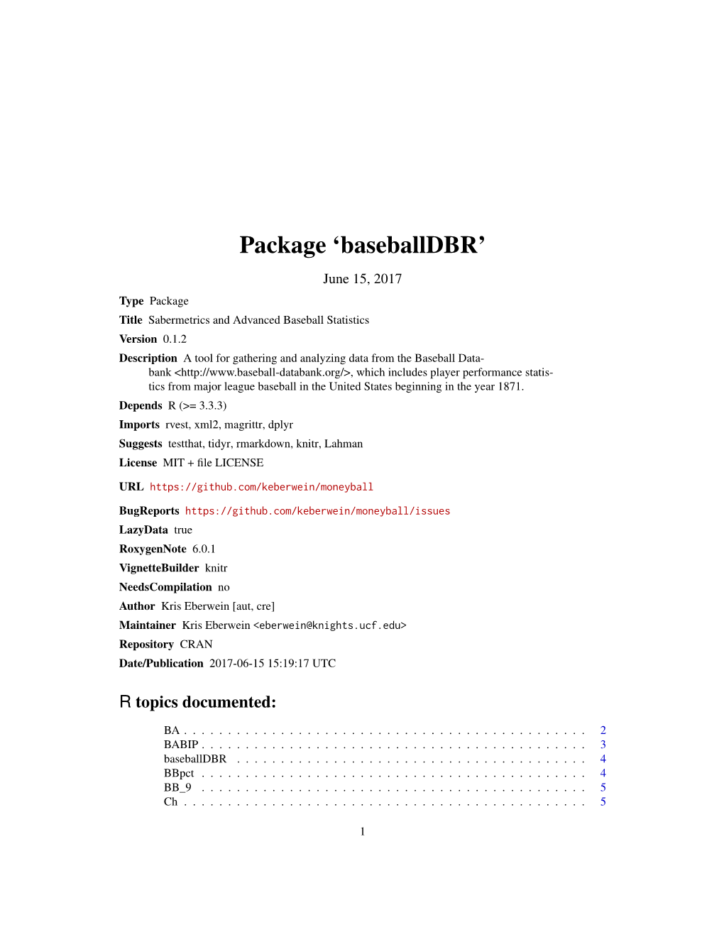 Package 'Baseballdbr'