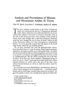 Analysis and Provenience of Minoan and Mycenaean Amber, II. Tiryns