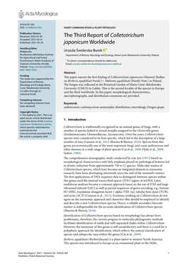 The Third Report of Colletotrichum Japonicum Worldwide
