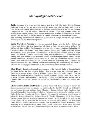 2021 Spotlight Ballet Panel