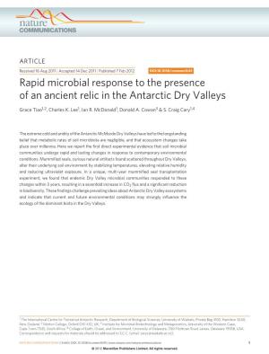Rapid Microbial Response to the Presence of an Ancient Relic in the Antarctic Dry Valleys