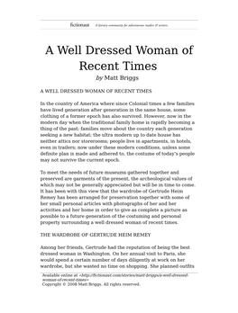 A Well Dressed Woman of Recent Times by Matt Briggs