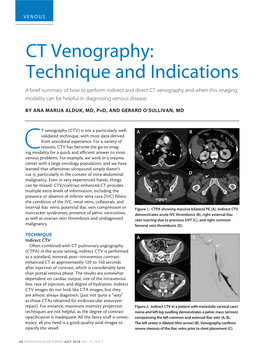 CT Venography: Technique and Indications