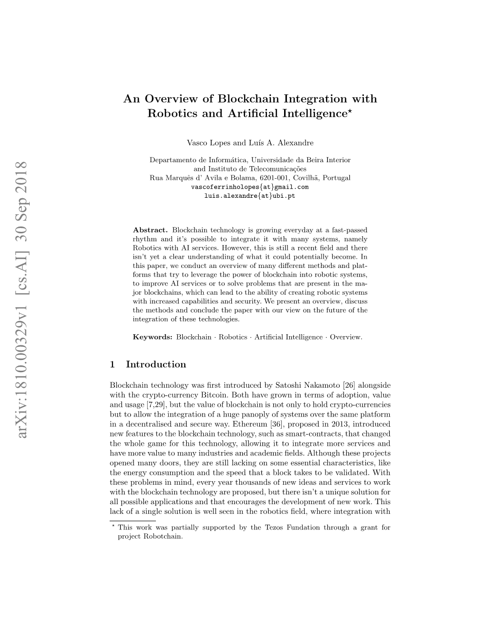 An Overview of Blockchain Integration with Robotics and Artificial