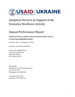 Analytical Services in Support of the Economic Resilience Activity
