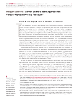 Market Share-Based Approaches Versus “Upward Pricing Pressure”