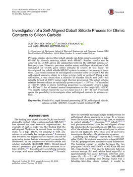 Investigation of a Self-Aligned Cobalt Silicide Process for Ohmic Contacts to Silicon Carbide